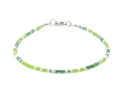 Dainty Bright Green & White Seed Bead Stacking Beach Bracelet