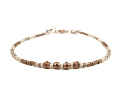 Dainty Coffee & Cream Boho Seed Bead Fashion Bracelet