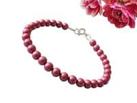 Dainty Dusky Rose Pink Pearls Bracelet | Rose Pink Pearls Bracelet | Silver Sensations