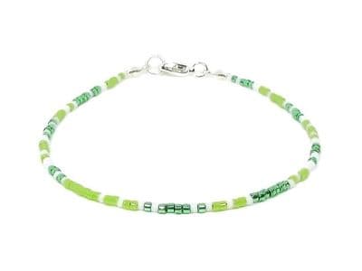 Dainty Green & White Boho Seed Bead Fashion Anklet