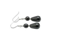 Dainty Hematite Rounded Tear Drop & Sterling Silver Dangly Earrings | Silver Sensations