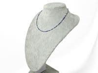 Dainty Navy Blue & Silver Seed Bead Boho Necklace | Handmade Seed Beads Necklaces | Silver Sensations