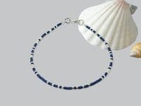 Dainty Navy Blue & Silver Seed Bead Stacker Bracelet | Handmade With Miyuki Delica Beads | Silver Sensations