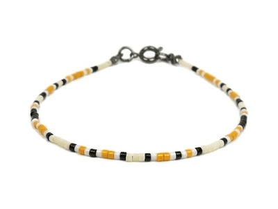 Dainty Pale Yellow, Orange, Black & White Friendship Bracelet