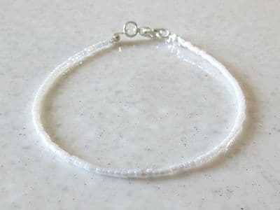 Dainty Pearly White Seed Bead Beach Anklet
