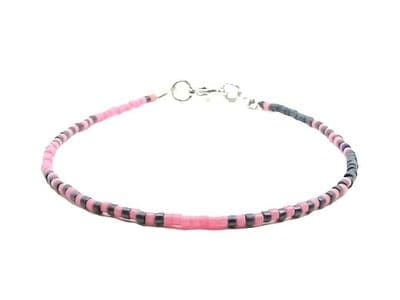 Dainty Pink & Navy Blue Seed Bead Ombre Bracelet