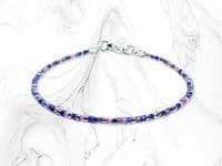 Dainty Purple Mix Seed Bead Boho Friendship Bracelet | Silver Sensations