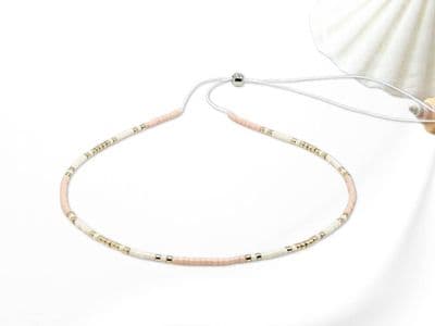Dainty Seed  Bead Anklets With Sliding Bead Clasps