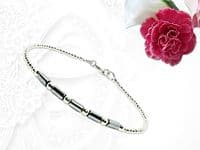 Dainty Silver Hematite Tube Beads Bracelet With Sterling Silver | Silver Sensations