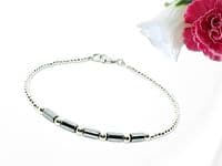 Dainty Silver Hematite Tube Beads Bracelet With Sterling Silver | Silver Sensations