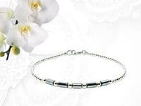 Dainty Silver Hematite Tube Beads Bracelet With Sterling Silver | Silver Sensations