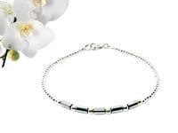 Dainty Silver Hematite Tube Beads Bracelet With Sterling Silver | Silver Sensations