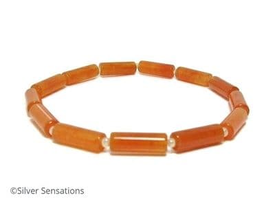 Dark Orange Red Aventurine Tubes Beaded Fashion Bracelet