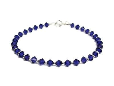 Dark Purple Crystals & Sterling Silver Tennis Bracelet