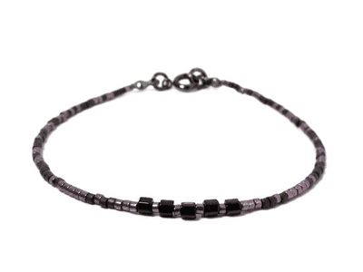 Dark Purple Dainty Unisex Seed Bead Skinny Bracelet