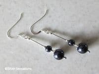 Dark Purple Pearls  Bridesmaids Earrings With Sterling Silver Tubes | Silver Sensations