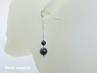 Dark Purple Pearls  Bridesmaids Earrings With Sterling Silver Tubes | Silver Sensations