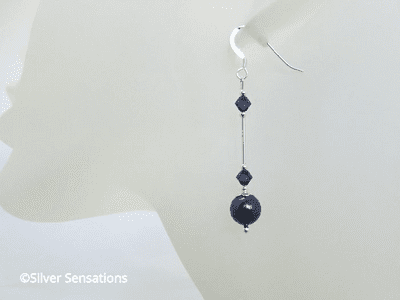 Dark Purple Pearls & Crystals Bridesmaids Earrings