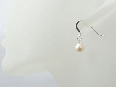 Elegant Light Gold Premium Made Pearls & Sterling Silver Short Drop Earrings