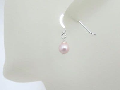 Elegant Pastel Baby Pink Pearls & Sterling Silver Short Earrings