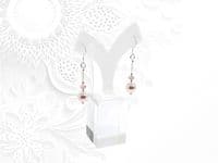 Elegant Pastel Pink Pearl & Crystal Sterling Silver Wedding Earrings | Silver Sensations