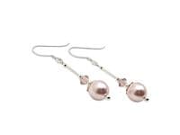 Elegant Pastel Pink Pearl & Crystal Sterling Silver Wedding Earrings | Silver Sensations