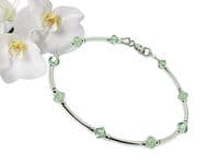 Elegant Peridot  Green Crystals & Sterling Silver Bracelet | Chrysolite Premium Crystals | Silver Sensations