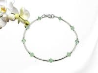 Elegant Peridot  Green Crystals & Sterling Silver Bracelet | Chrysolite Premium Crystals | Silver Sensations