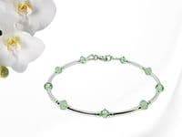 Elegant Peridot  Green Crystals & Sterling Silver Bracelet | Chrysolite Premium Crystals | Silver Sensations