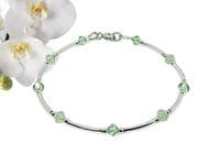 Elegant Peridot  Green Crystals & Sterling Silver Bracelet | Chrysolite Premium Crystals | Silver Sensations