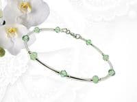 Elegant Peridot  Green Crystals & Sterling Silver Bracelet | Chrysolite Premium Crystals | Silver Sensations