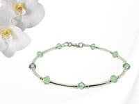 Elegant Peridot  Green Crystals & Sterling Silver Bracelet | Chrysolite Premium Crystals | Silver Sensations