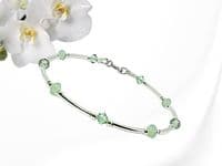 Elegant Peridot  Green Crystals & Sterling Silver Bracelet | Chrysolite Premium Crystals | Silver Sensations