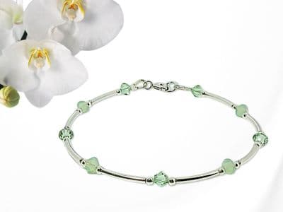 Elegant Peridot  Green Crystals & Sterling Silver Bracelet