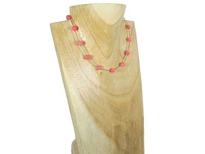 Elegant Pink Beads & Sterling Silver Tubes Designer Necklace