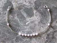 Elegant  Sterling Silver Bangle Bracelet With Pastel Pink Austrian Crystals | Silver Sensations