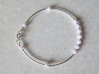 Elegant  Sterling Silver Bangle Bracelet With Pastel Pink Austrian Crystals | Silver Sensations