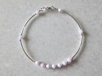 Elegant  Sterling Silver Bangle Bracelet With Pastel Pink Austrian Crystals | Silver Sensations