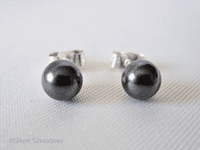 Elegant Sterling Silver Stud Handmade Earrings with Black Swarovski Pearls | Silver Sensations