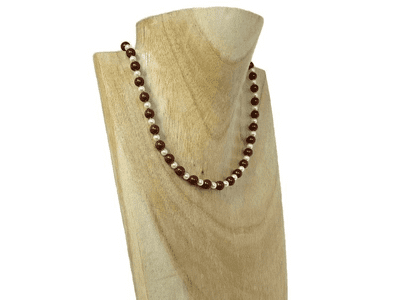 Elegant Wedding Necklace With Burgundy Red & Cream Pearls