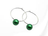Emerald Green Handmade  Pearl Sterling Silver Hoop Earrings – Detachable Drops | Crystal Pearls From Austria | Silver Sensations