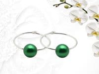Emerald Green Handmade  Pearl Sterling Silver Hoop Earrings – Detachable Drops | Crystal Pearls From Austria | Silver Sensations