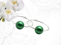Emerald Green Handmade  Pearl Sterling Silver Hoop Earrings – Detachable Drops | Crystal Pearls From Austria | Silver Sensations
