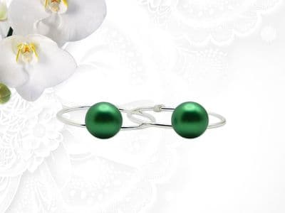 Emerald Green Handmade  Pearl Sterling Silver Hoop Earrings – Detachable Drops