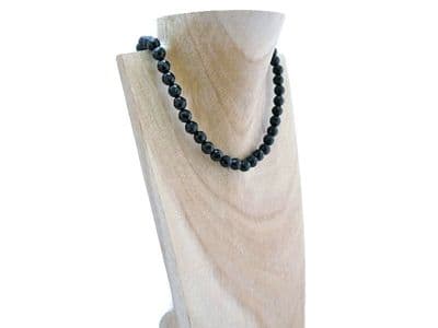 Faceted Black Onyx Bead Sterling Silver Necklace