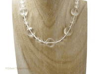 Faceted Clear Rock Crystal Quartz Coins Beaded Sterling Silver Necklace | Silver Sensations