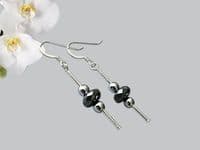 Faceted Hematite & Sterling Silver Tubes Earrings | Silver Sensations