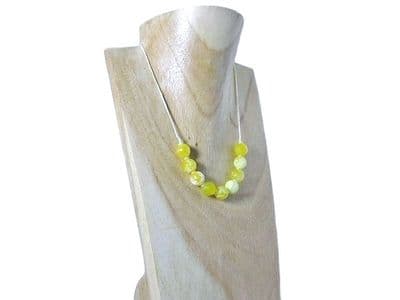 Faceted Yellow Fire Agate Necklace - Sliding Knot Choker