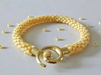 Frosted Glowing Golden Wheat Yellow Kumihimo Bracelet