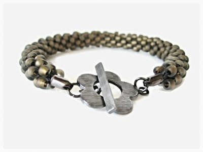 Frosted Gold Colour Beaded & Woven Kumihimo Seed Bead Bracelet